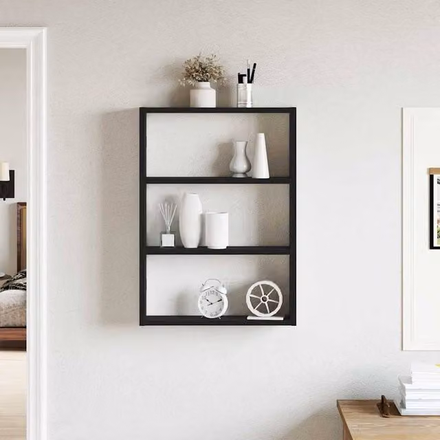 Berkfield Home Black Wall Mounted Shelf, W/D/H: 60 x 43 x 9 cm
