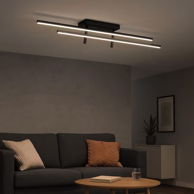 Eglo Trepiliano LED Ceiling Light, Black Aluminium and Glass Minimalist Bar Lamp with Warm White Light – 2