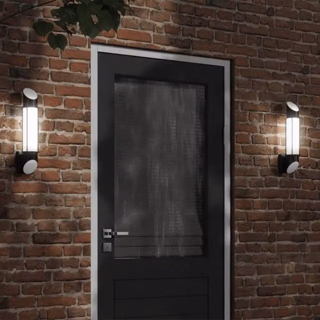 Berkfield Home Modern Black Stainless Steel Outdoor Wall Lights, 2 Pack