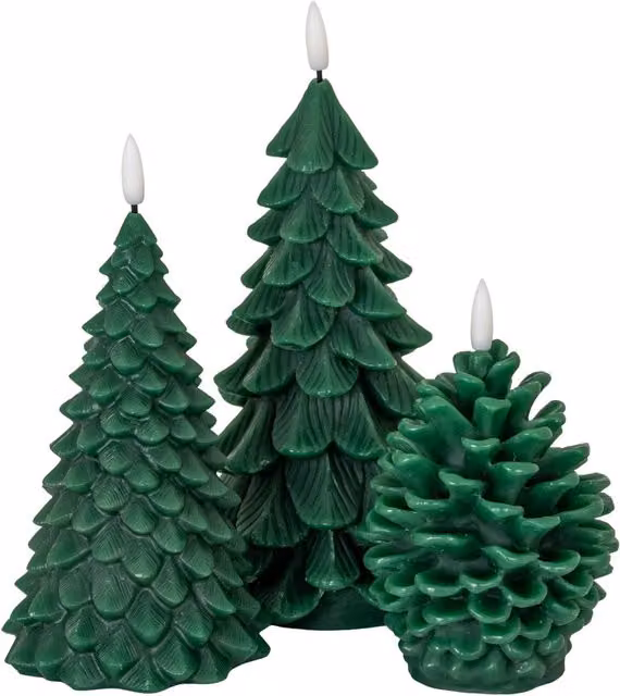 KDMK Green Tree LED Wax Tealight Candle with Realistic Flickering Glow