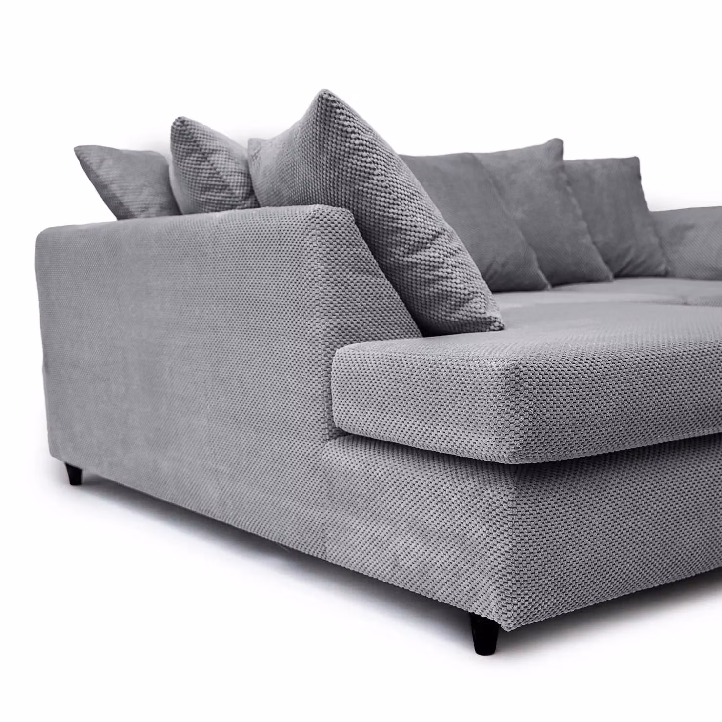 Abakus Direct Jumbo Grid Left Hand Corner Sofa in Grey with Scatter Cushions, W/D/H: 212 x 164 x 80 cm – 3