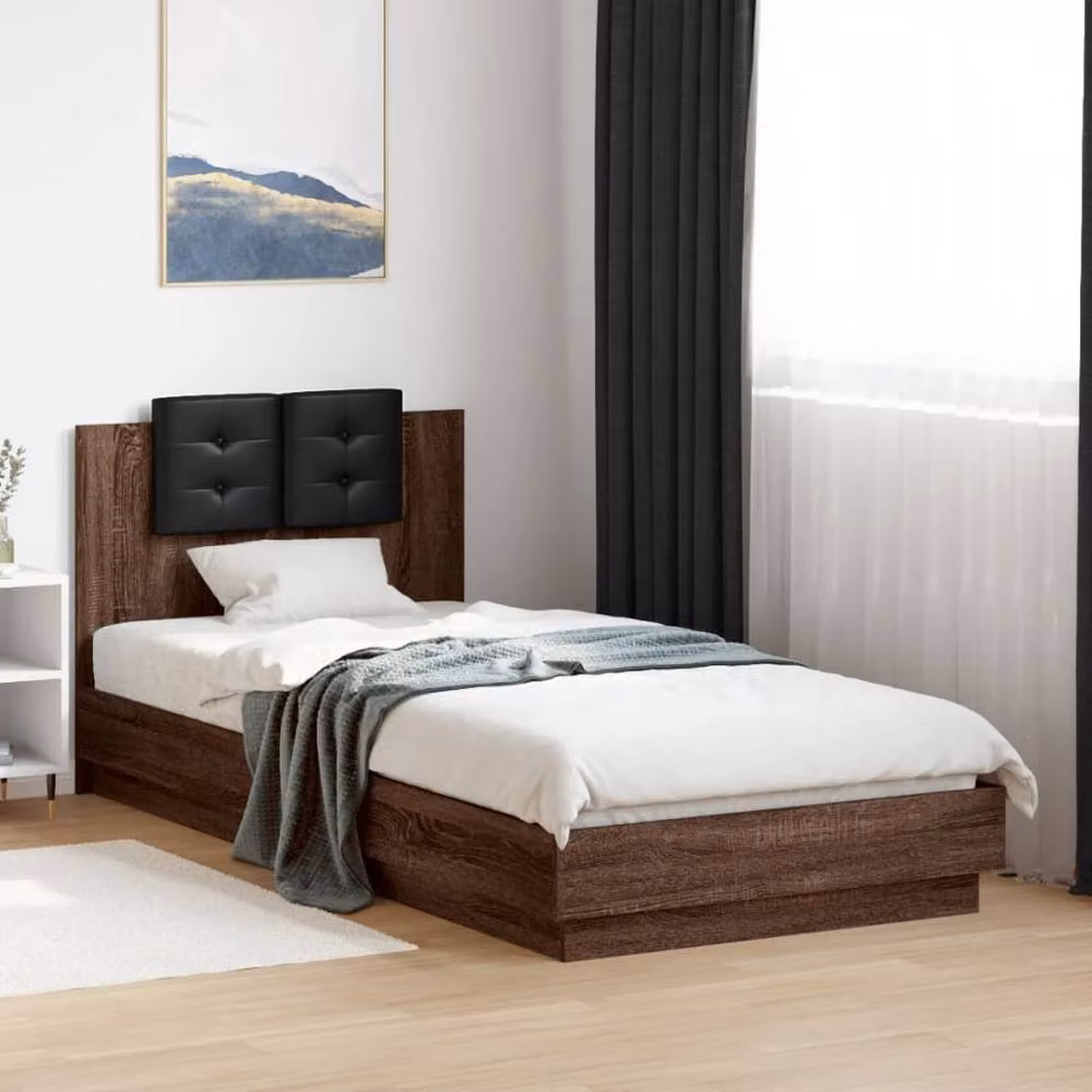 Berkfield Home Modern Bed Frame in Brown Oak, W/D/H: 100 x 200 cm – 2