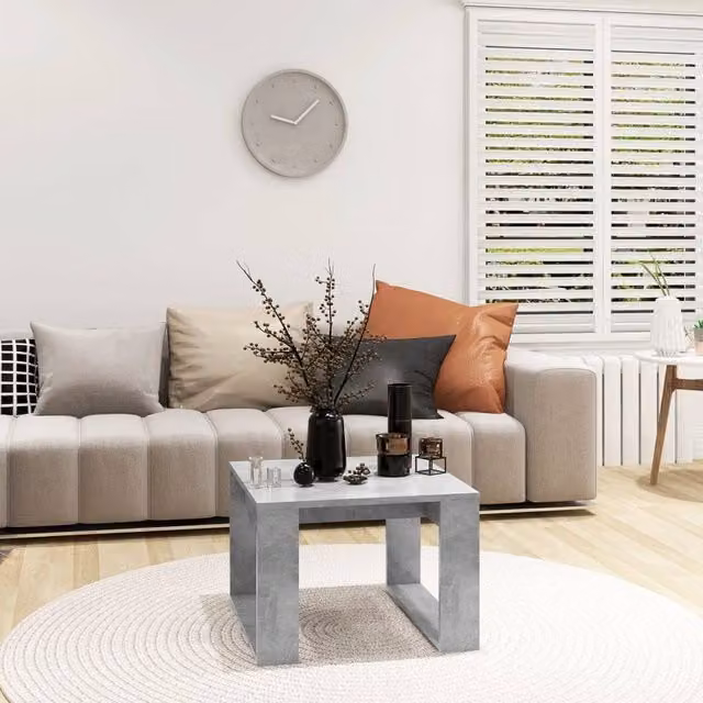 Berkfield Home Square Side Table in Grey Composite Wood, W/D/H: 50 x 50 x 35 cm – 1