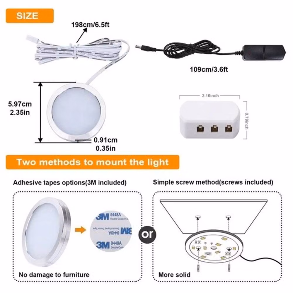 PAWNORA 6-Piece Cool White LED Under Cabinet Lights in Aluminium for Kitchen Furniture – 2