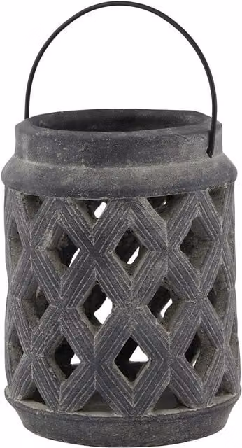 Love Lace Amalfi Grey Large Lattice Ceramic Lantern – 1