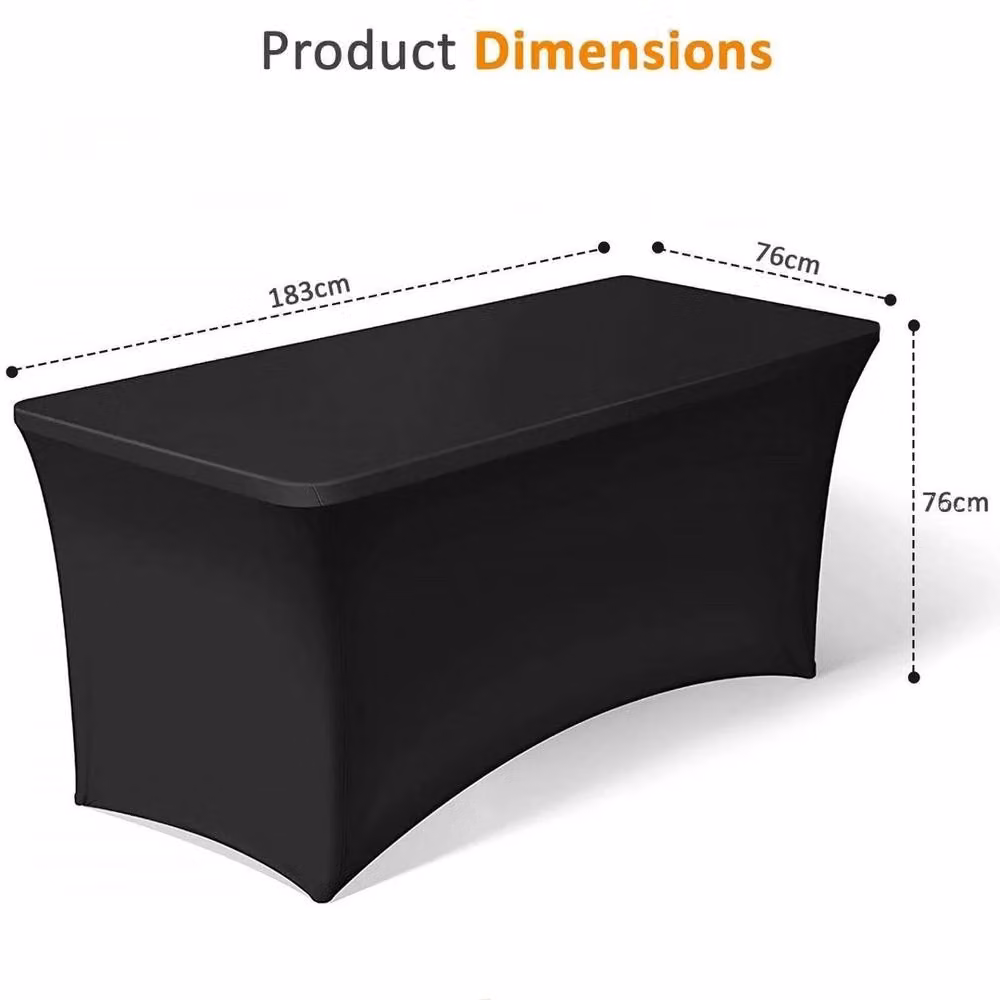 VOGREX Black Rectangular Spandex Stretch Trestle Table Cover – 2