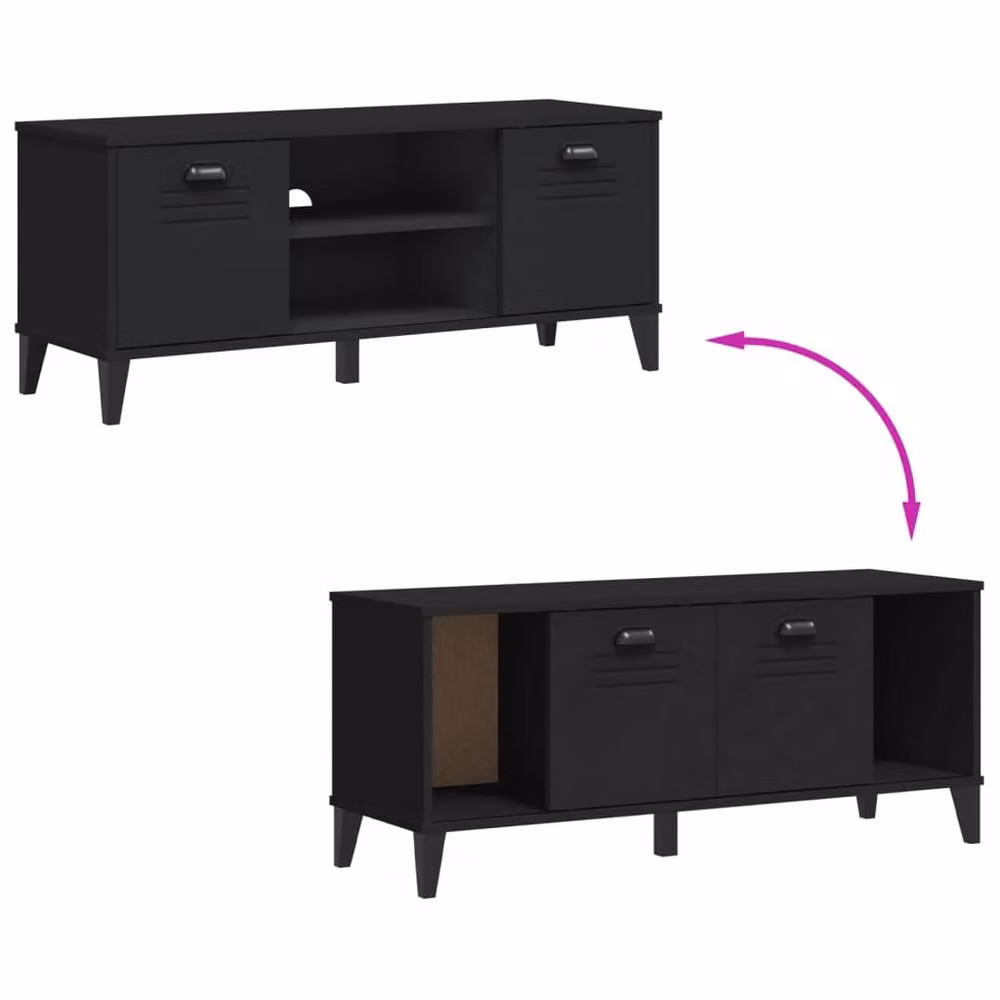 Berkfield Home VIKEN Shoe Bench in Black Solid Pine Wood, W/D/H: 106 x 35 x 45 cm – 6