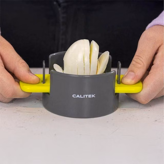 CALITEK 3 in 1 Stainless Steel Egg Cutter, Wedger and Round Slicer in Grey