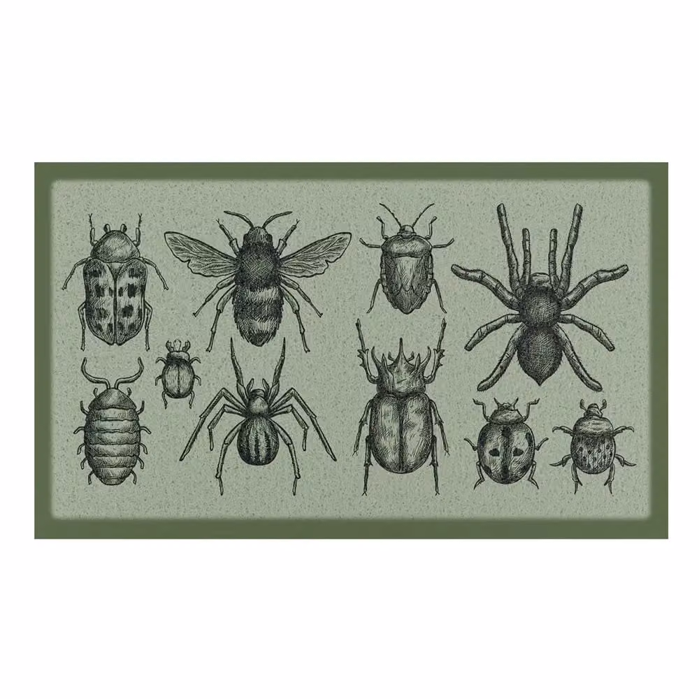 Artsy Mats Green Insect Pattern Indoor and Outdoor Doormat, W: 70 cm, D: 40 cm – 2