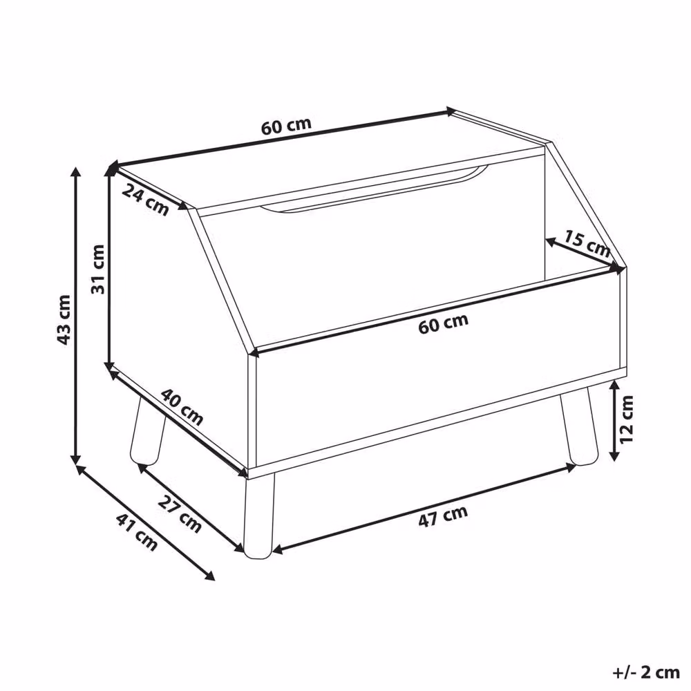 Wyld and Coco Kids Storage Box in Blue with Soft Close Lid and Shelf, W: 41.0 cm, D: 43.0 cm, H: 60.0 cm – 2