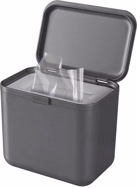 ReBorn SquishBin 20 Litre Wall Mounted Plastic Bin with Integrated Handle and Flip Lid in Dark Grey – 1