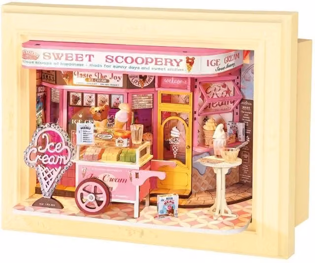 Syntego DIY Sweet Scoopery Ice Cream Miniature Room Box in Multi and Yellow
