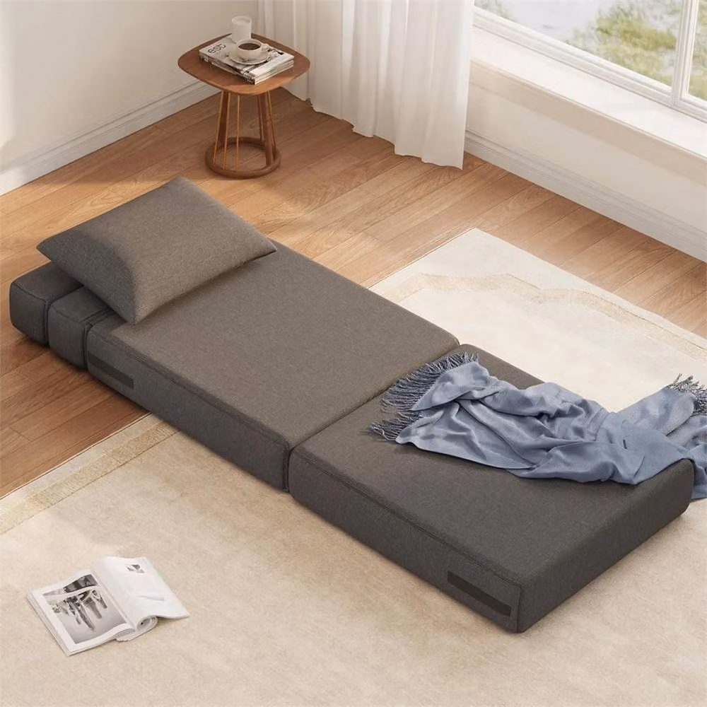 VOGREX Junior Single Convertible Folding Sofa Bed Chair with Pillow in Dark Grey – 3