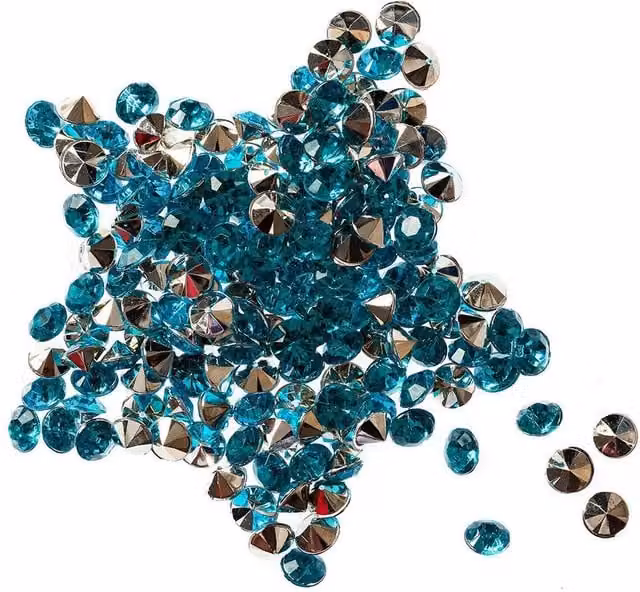 Neel Blue Acrylic Rhinestone Round Table Confetti Scatters, 2000 Pieces in Teal