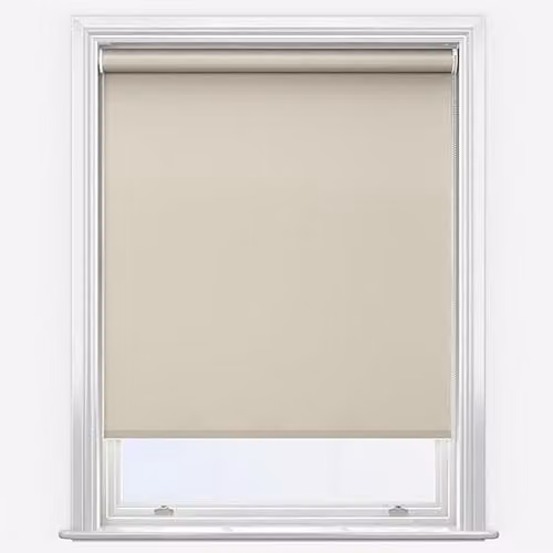 New Edge Blinds Linen Motorised Thermal Blackout Roller Blind in Black or Beige, Width: 140 cm