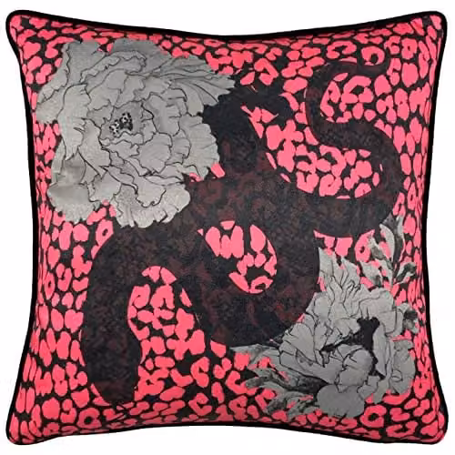 Riva Home Pink Velvet Animal Print Square Cushion, 43 x 43 cm