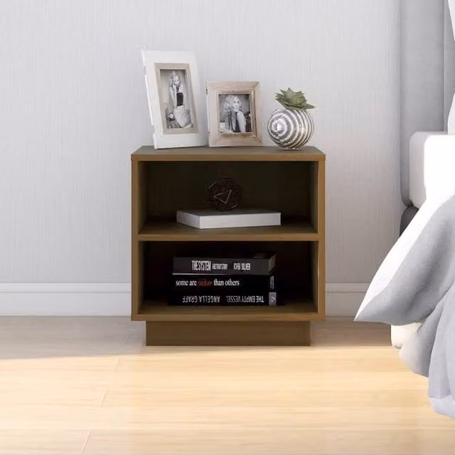 Berkfield Home Elegant Bedside Cabinets, 2 Piece Set, Honey Brown, Solid Wood Pine, W/D/H: 40 x 34 x 40 cm – 1