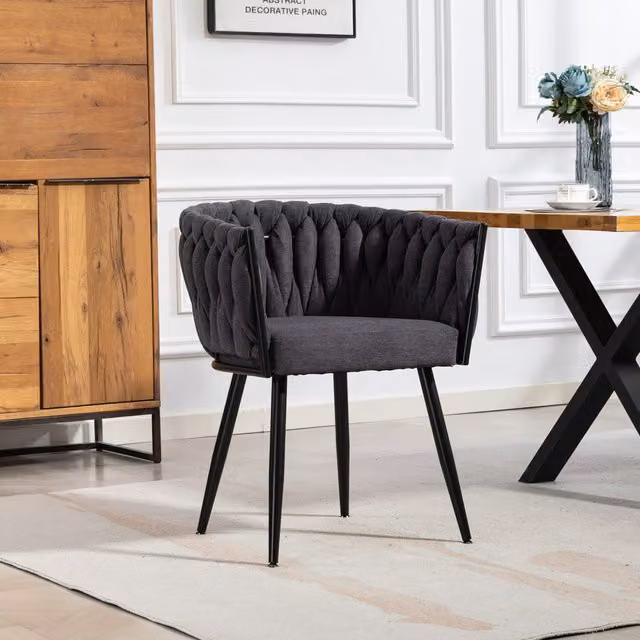Artemis Home Set of 2 Modern Fabric Dining Chairs in Anthracite Grey