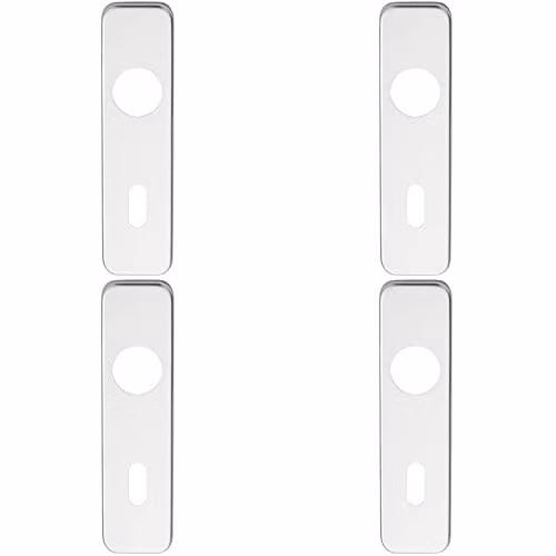 Loops 4 Pack Pair Door Handle Lock Backplate for Safety Levers, Silver Brushed Aluminium, W: 15.4 cm