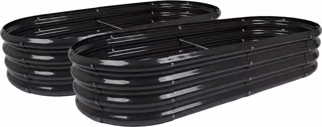Harbour Housewares Set of 2 Raised Galvanised Steel Garden Beds in Black, W/D/H: 180 x 90 x 30 cm – 1
