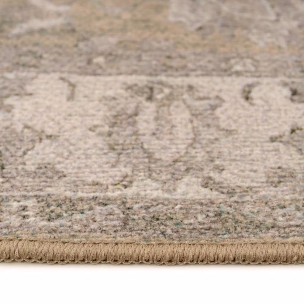 Kukoon Green and Gold Floral Vintage Distressed Machine Washable Rectangular Area Rug W: 120 cm, L: 170 cm – 4