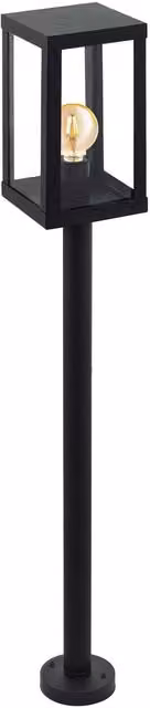 Loops IP44 Black Steel Outdoor Bollard Light with E27 Bulb Holder