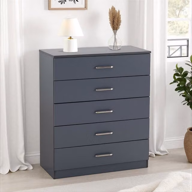Seconique Dakota 5 Drawer Chest in Grey