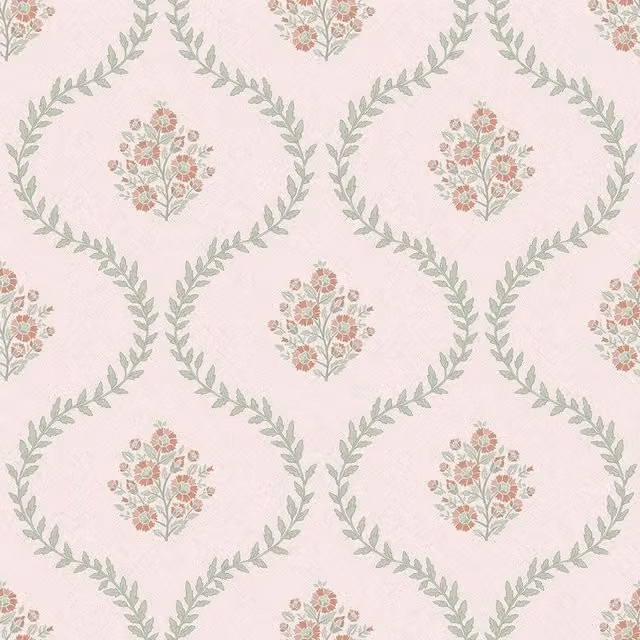 I Love Wallpaper Posy Trellis Botanical Wallpaper in Vintage Pink
