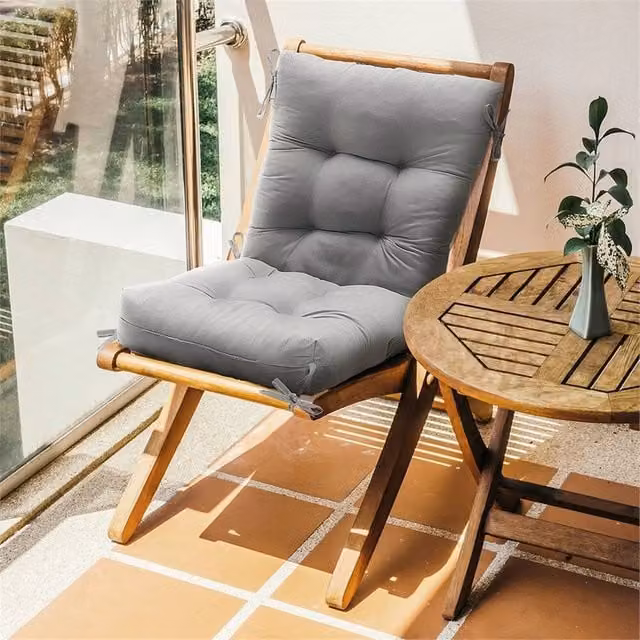 SPETLEK Rectangular Garden Chair Cushion Seat Pad in Grey Cotton and Polyester, W/D/H: 100 x 190 cm