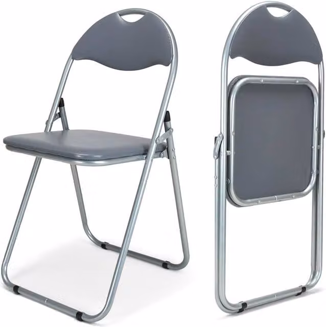 Bravich LTD Candy Faux Leather Padded Folding Dining Chair in Grey, 6 Pack – 1