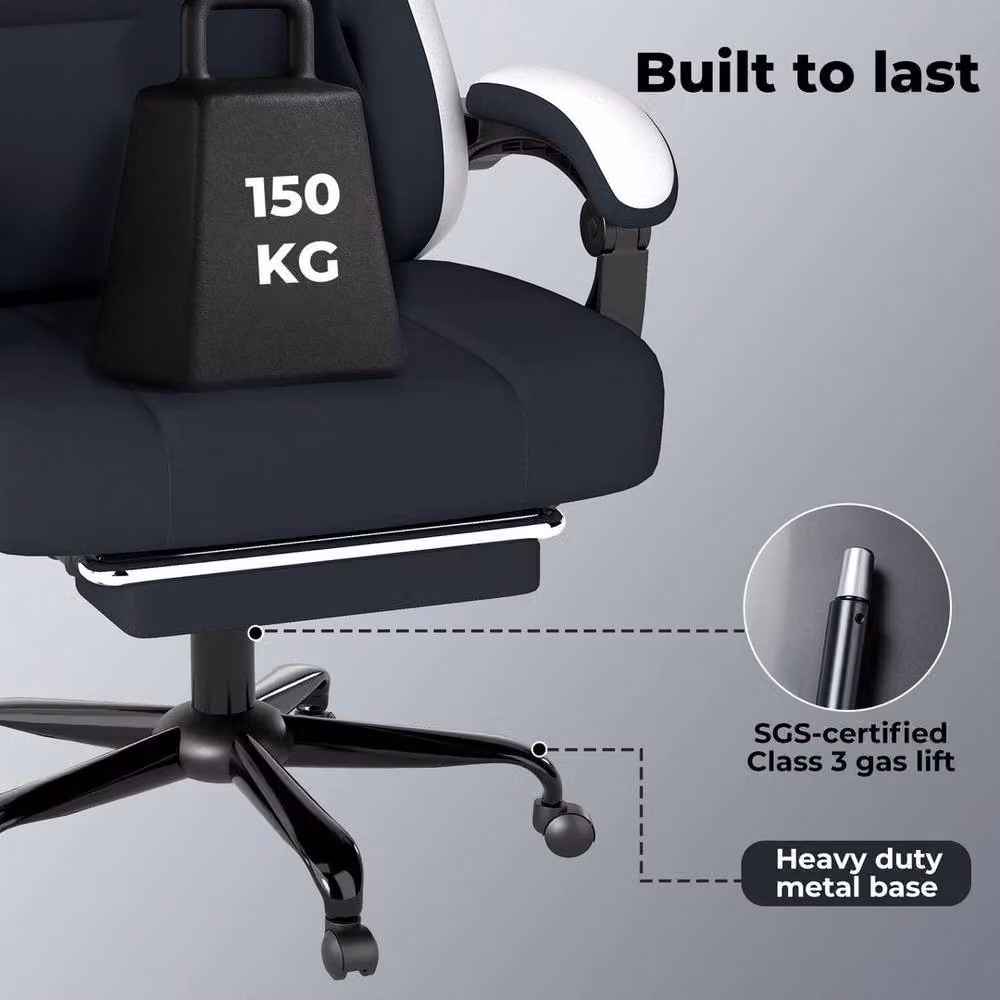 Kelvenix Black Fabric Gaming and Office Chair with Headrest and Armrests – 3