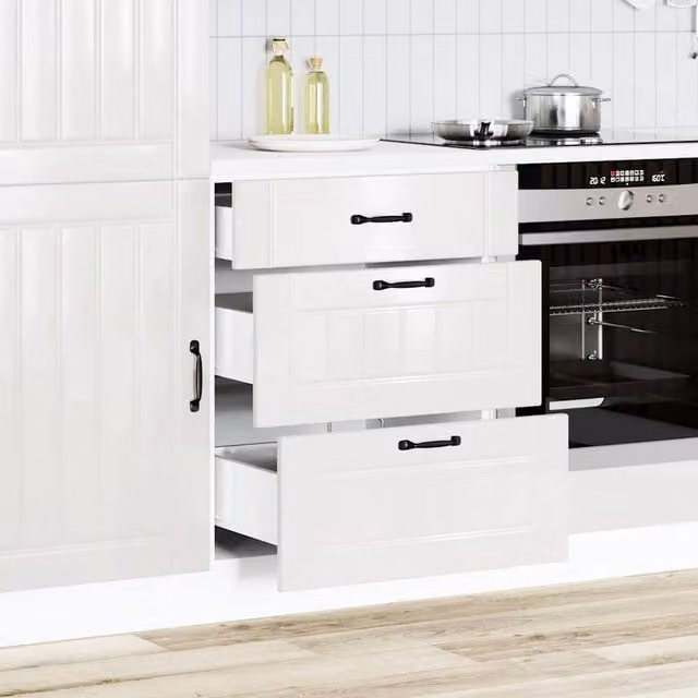 Berkfield Home Lucca Kitchen Base Cabinet in High Gloss White Engineered Wood, H 81.5 x W 60.0 x D 46.0 cm – 1
