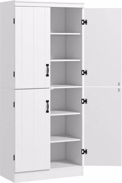 KORVIXA 4-Door Freestanding Kitchen Storage Cabinet in White, W: 70 cm, H: 75 cm – 1