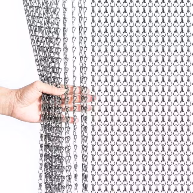 FLAVORA Heavy Duty Aluminium Chain Fly Screen Curtain, Grey, H x W: 214 x 90 cm – 1