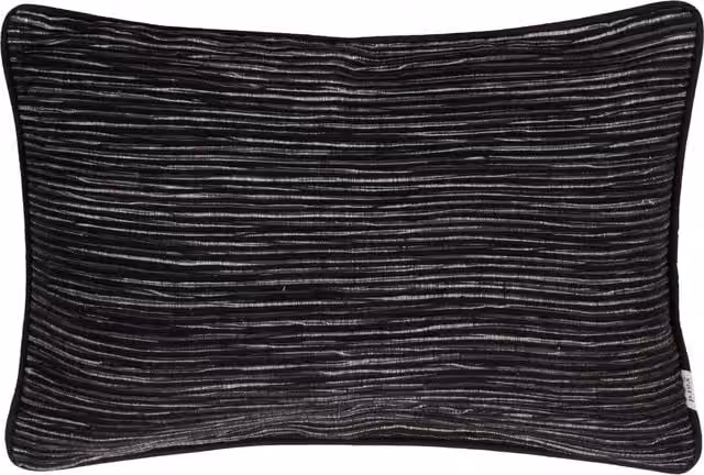 Cove Ribbed Rectangular Cotton Cushion in Green and Black Striped Design