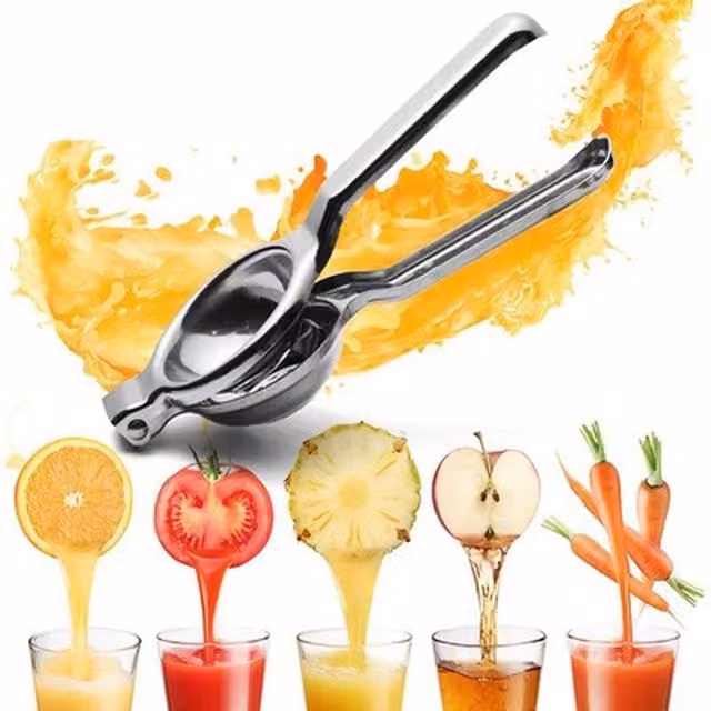 NESTLUNE Heavy Duty Stainless Steel Manual Lemon Squeezer in Silver, W: 100 cm, D: 15 cm