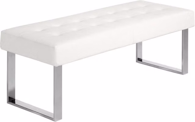 Angel Cerdá White Synthetic Leatherette Modern Bench, W/D/H: 120 x 45 x 42 cm