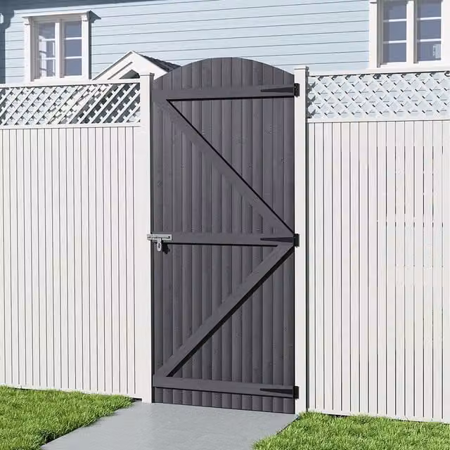 Lifeideas Grey Wooden Single Arch Garden Gate, H 210 cm x W 90 cm