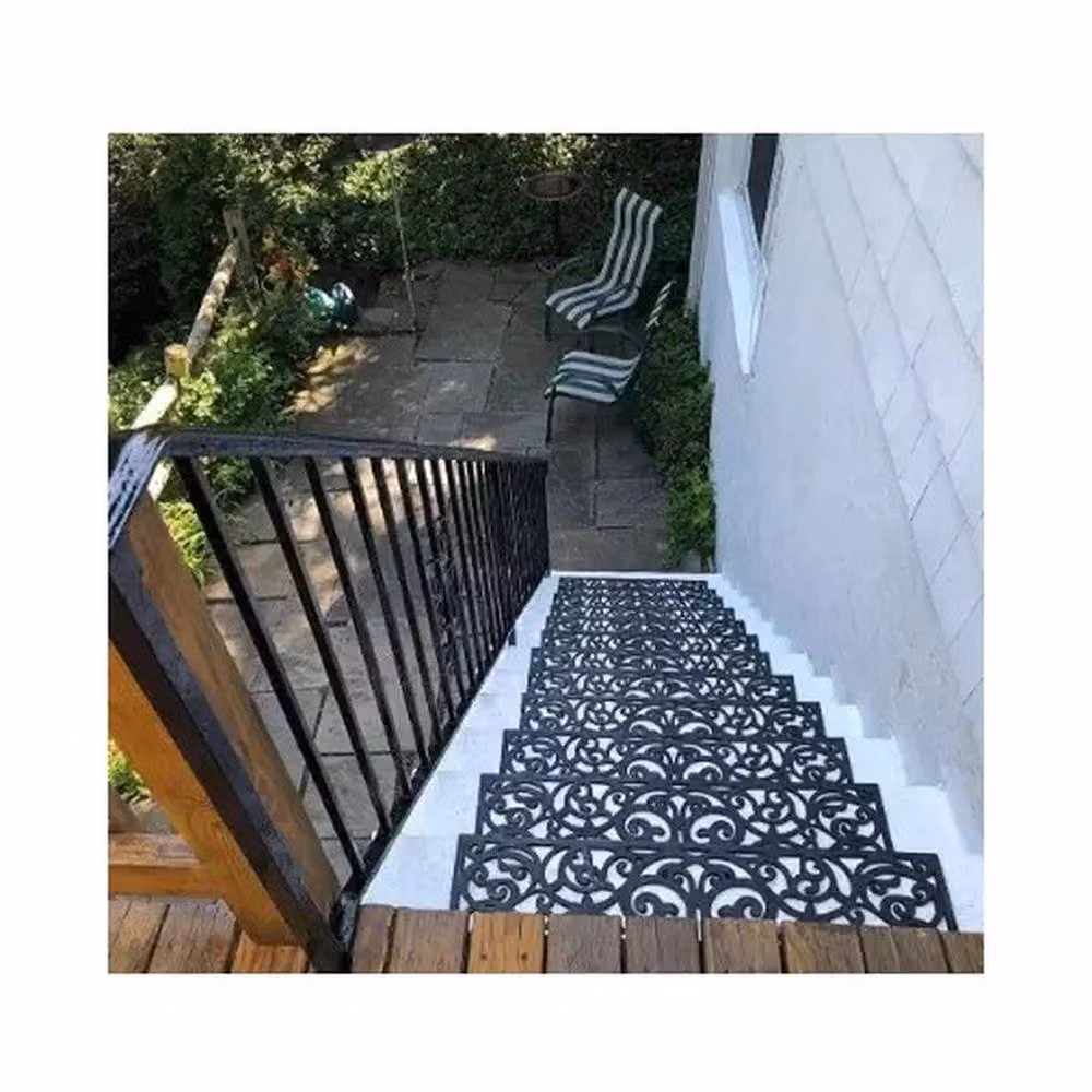 FLAVORA Pack of 4 Black Non-Slip Rubber Stair Step Treads – 1