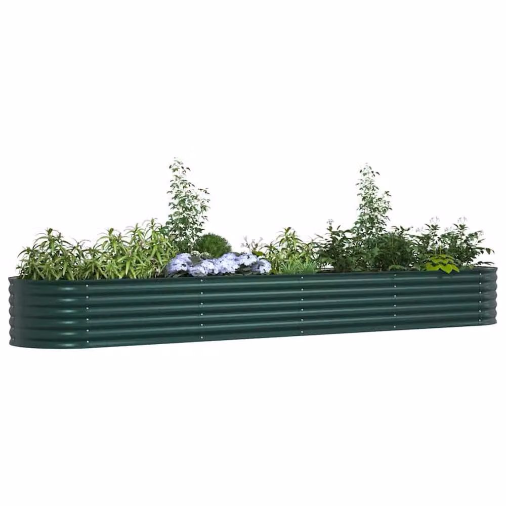 Berkfield Home Garden Green Galvanised Steel Raised Bed W: 400 cm, D: 80 cm, H: 44 cm – 3
