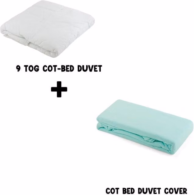 Junior Joy Baby 9 TOG Cot Bed Duvet and Cotton Cover Set, Mint Green, 120 x 150 cm