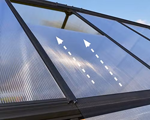 Palram Hybrid Polycarbonate Greenhouse in Grey, W: 185 cm, H: 208 cm – 3