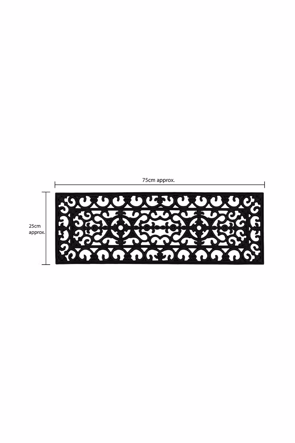 JVL Lexi Black Wrought Iron Effect Rubber Step Mat, W: 75 cm, D: 25 cm – 5