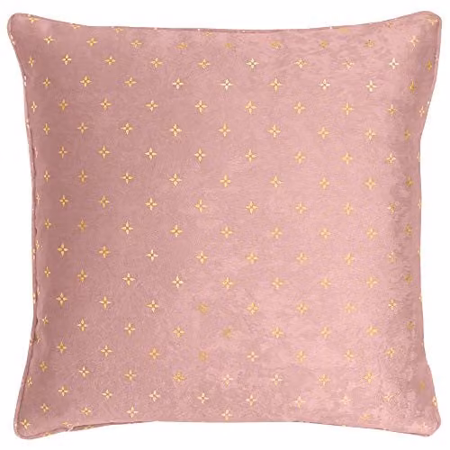Enhanced Living Gemini Filled Cushion, Pink and Gold, W/D/H: 43 x 43 x 43 cm