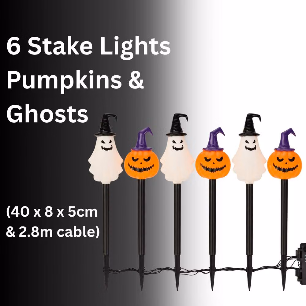Marco Paul Multicolour Halloween Pumpkins and Ghosts LED Stake Lights with Timer – 3