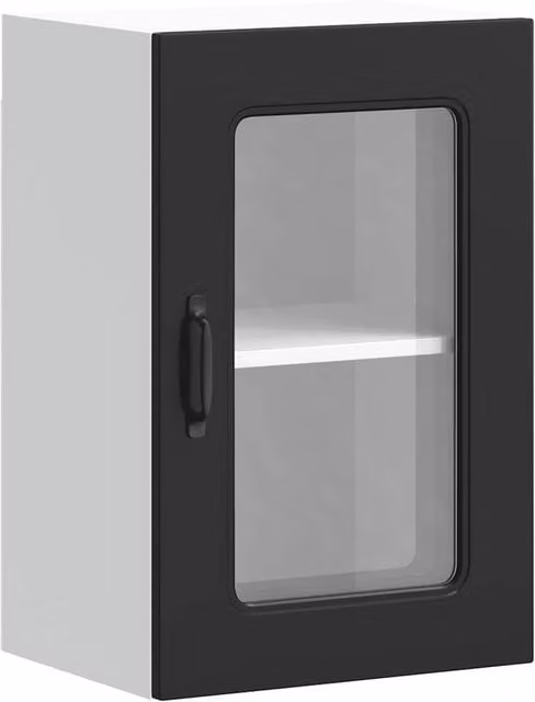 Berkfield Home Kalmar Black Wall Mounted Kitchen Cabinet with Glass Doors and Internal Shelves
