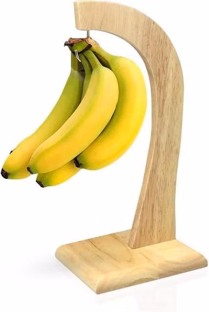 Nordara Wooden Banana Holder Stand with Metal Hook in Brown and Sand