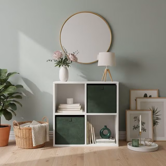 OHS Pack of 2 Matte Velvet Collapsible Storage Boxes in Green, W/D/H: 27.0 x 27.0 x 27.0 cm – 5