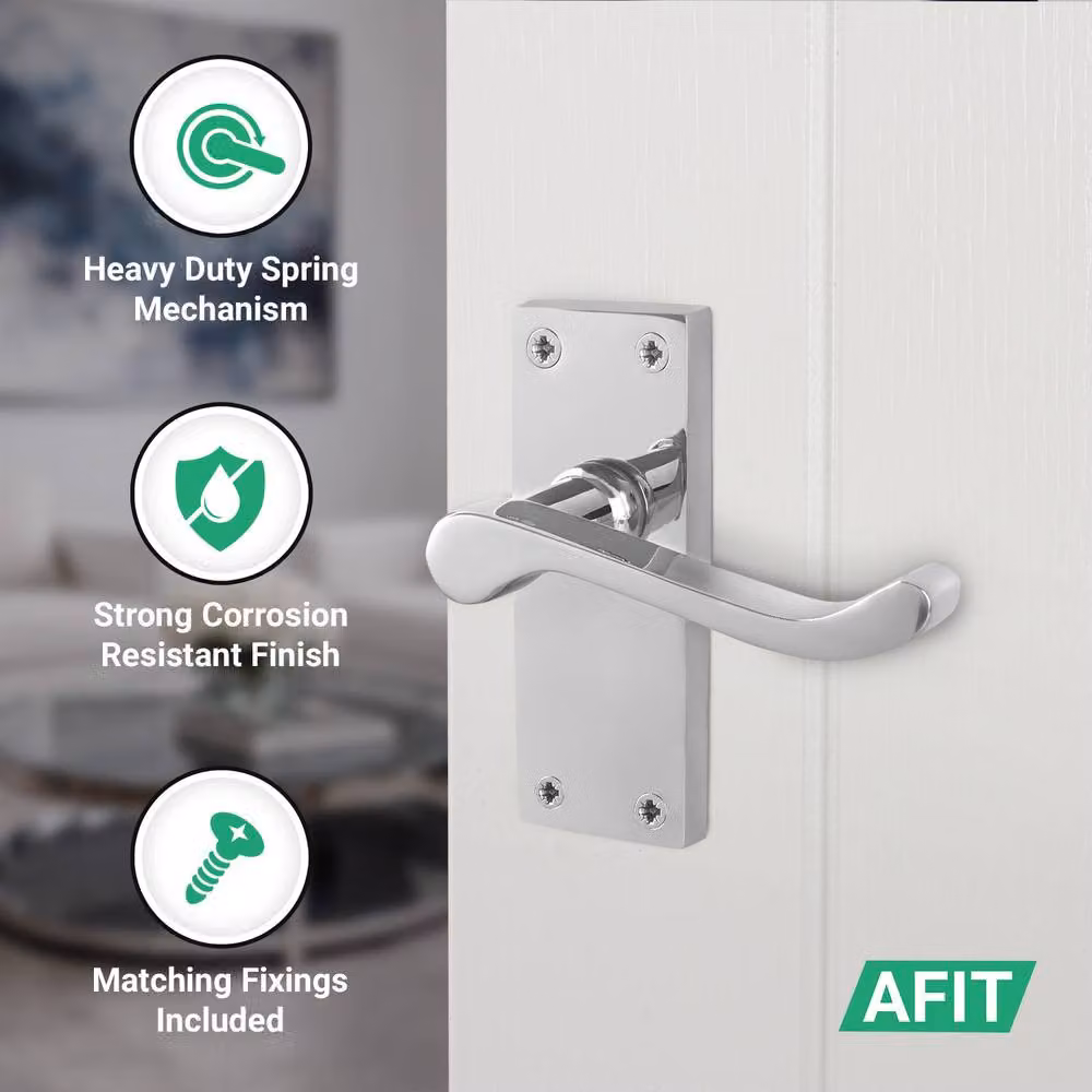 AFIT Chrome Scroll Door Handle and Latch Set in Silver, 4 Pairs, W/D/H: 15 x 15 x 15 cm – 2