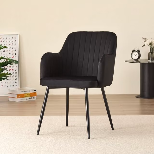 Madefor.living Charlotte Velvet Comfort Dining Chairs Set of 2 - Black